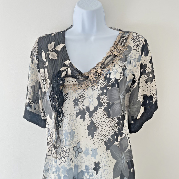 Spencer Alexis Floral Maxi Dress Y2K Fairy Grunge Sheer Lace Boho Maximalist 8 - Picture 5 of 10